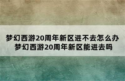 梦幻西游20周年新区进不去怎么办 梦幻西游20周年新区能进去吗